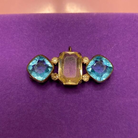 💛 Vintage Avon Sterling Crystal Brooch/Pendant - Picture 1 of 7